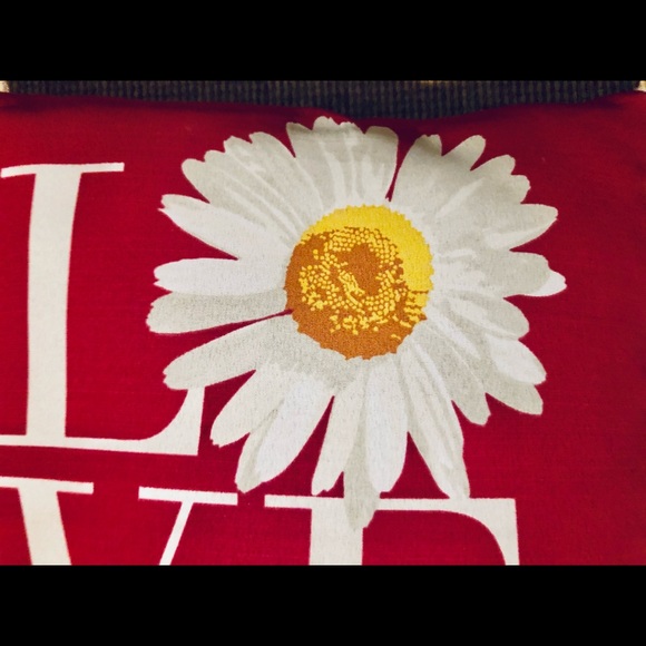LOVE PILLOW SUNFLOWER π» DARK CORAL RED PILLOW 13β REVERSES TO SAME DESIGN NEW - Picture 2 of 2